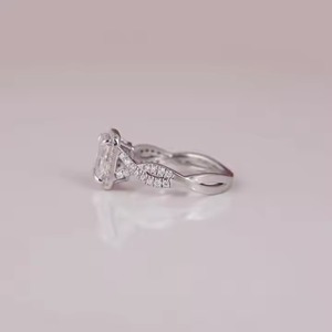 Anillo de compromiso de ajuste de racimo de diamantes creado en laboratorio de corte radiante 10/14/18 KT anillo de diamante de conflicto chapado en oro sólido India - Product Image 4