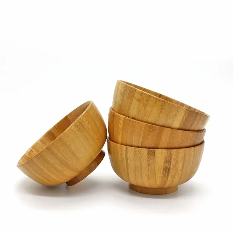 Geschirr Ess-Set benutzer definierte Logo Bambus Holz Salats ch üssel umwelt freundliche Holz schalen für Kinder und Erwachsene