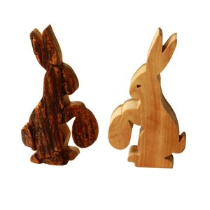 Easter decoration Easter bunny with egg <b>Table</b> decoration made of olive wood (with bark) - Product Image 1