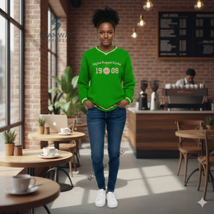 Sweat-shirt Alpha Kapa Alpha Sorority, pull décontracté en coton pour femme, col rond, style universitaire, surdimensionné, jersey brodé, pull de qualité supérieure - Product Image 5