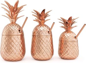 Luxury <b>Metal</b> Pineapple Shape Mug with <b>Straw</b> in High Quality For Home Restaurant Christmas Hotel - Product Image 6