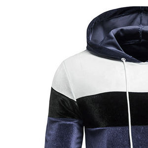 Pull à capuche en velours personnalisé, tissu doux et brillant, manches longues, coupe ajustée, respirant, sweat à capuche en velours d'hiver élégant pour hommes - Product Image 4