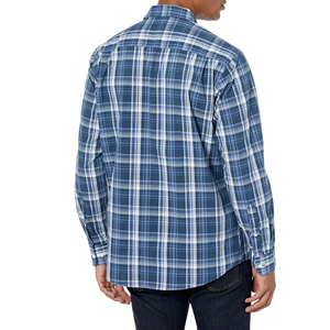 Chemise à manches longues boutonnée pour homme en flanelle tricotée respirante, écologique et à séchage rapide, col montant - Noir Blanc Bleu Style Urbain - Product Image 6
