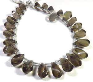 ลูกปัดพลอยควอทซ์สีน้ำตาลควันธรรมชาติ8เส้นบิดเป็นก้อนขนาด11-16มม. ลูกปัด Briolette แฟนซี25ชิ้น - Product Image 5