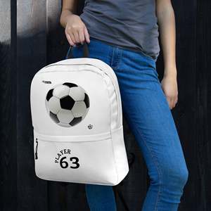 Sac à dos de football blanc avec sangle détachable et numéro, doublure en polyester durable - Product Image 2