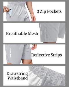 Pantalones cortos atléticos de gimnasio para hombre con 3 bolsillos con cremallera 7 "Pantalones cortos ligeros de secado rápido para correr - Product Image 3