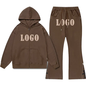 Conjunto de Sudadera con Capucha y Pantalones Deportivos para Hombre, Personalizado con Logotipo, Lavado Ácido, Tejido Grueso, Poliéster/Algodón, Estilo Desgastado - Product Image 5