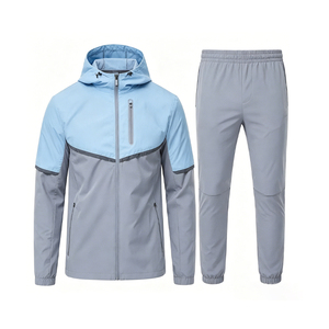 Men's Printed Lightweight Breathable Hooded <b>Tracksuit</b> 2 Piece Windbreaker Sportswear Reflective Zipper Sporty Autumn Outdoor - Product Image 1