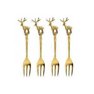 Luxury Palm Tree Style Brass <b>Flatware</b>, 1 Pc Stainless Steel, Durable Modern Design - Product Image 2