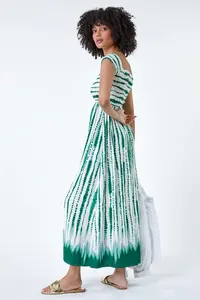 Summer Vibes Rayon Tie-Dye Women Wear Off the Shoulder, Vestido de pierna alta para fiesta, Ocasión de verano Wear Beach, Resort Wear Dress - Product Image 3