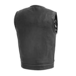 Gilets en cuir très demandés, gilets en cuir personnalisés pour hommes, gilets de motard en cuir véritable pour hommes - Product Image 5