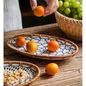 Bandeja ovalada de ratán para decoración de cocina/comedor/sala de estar, base de perlas de alta calidad, nueva tendencia - Product Image 1