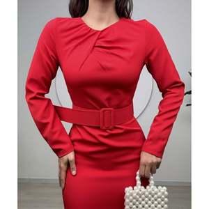 Vestido Largo Rojo para Mujer missJANELL con Detalle de Cuello, Mezcla de Poliéster y Spandex de Doble Atlas, Elegante y Versátil, Tallas S-XL - Product Image 2