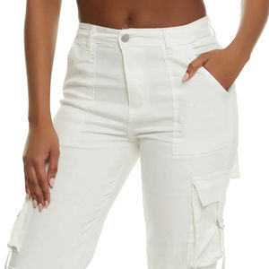 Service OEM, logo personnalisé, vêtements haut de gamme, pantalon cargo pour femmes, multi-poches, taille élastique délavée, coupe régulière pour femmes - Product Image 4