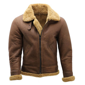 Chaqueta de Cuero con Forro de Borrego para Hombre, Cálida y Resistente para Invierno, Uso Casual al Aire Libre, con Logotipo Frontal - Product Image 1