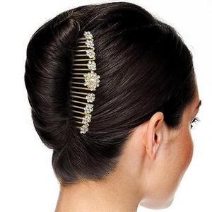 Apurva Perlas Broche de pelo floral con piedra austriaca blanca 1502089-Accesorio elegante para el cabello - Product Image 1