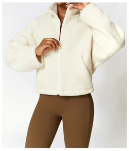 Vestes en polaire Sherpa d'hiver personnalisées pour femmes Manteau extérieur en coton à fermeture éclair Imprimé à la mode Sherpa à fermeture éclair personnalisé - Product Image 1