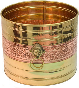 Macetas de Interior de forma redonda de latón grabado, varios tamaños para uso doméstico y en el jardín - Product Image 5