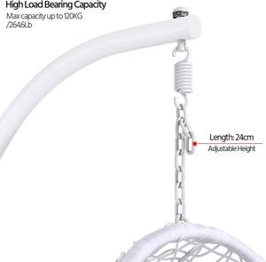 Chaise suspendue en rotin d'extérieur avec auvent, résistante aux intempéries, pour patio et jardin - Product Image 6