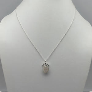 Piedra lunar arcoíris natural 17x13mm Piedra preciosa Cz Set 925 Colgante de plata esterlina con cadena de 18 "7,03 GM Cz Set Collar de bisel de piedra - Product Image 4