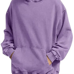 เสื้อฮู้ดผ้าฝ้าย100% สำหรับผู้ชาย, เสื้อมีฮู้ดสีล้วนระบายอากาศได้ดีสวมใส่สบายเนื้อผ้าเรียบง่าย - Product Image 4