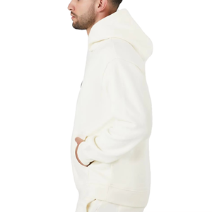 Sudaderas con capucha en blanco de lana regular de poliéster y algodón con hombros caídos para invierno para hombre, logotipo frontal personalizado, ropa de calle ajustada transpirable - Product Image 3