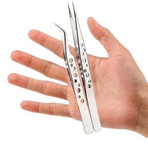 Pinzas para Extensión de Pestañas de Acero Inoxidable No Magnéticas, Alta Calidad, Duraderas, Antiestáticas, Diseño de Precisión de Última Generación - Product Image 1