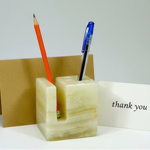 Green Onyx <b>Pen</b> and Pencil Holder Organizer for Desk Luxury Stone Office Accessories Home Workspace Decor - Product Image 1