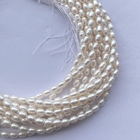Chaîne de perles de riz lisses en perles d'eau douce naturelles blanches de 5 mm et 6 mm, qualité AAA, certifiées IGI, vente en gros pour la création de bijoux