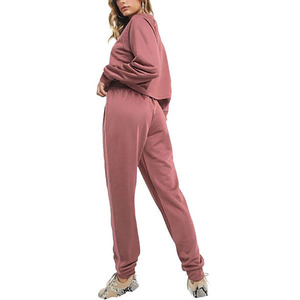 Ensemble sweat-shirt à capuche et pantalon de survêtement en coton, sweat-shirt à capuche oversize, sweat-shirt à col rond respirant pour femmes - Product Image 2