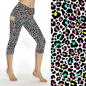 Custom Designed Buttery Soft Double-Brushed Hybrid Leopard Camo Double-Sided Capri <b>Leggings</b> <b>Pockets</b> Seamless Athletic Workout - Product Image 2