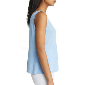 เสื้อแขนกุดผู้หญิงขนาดใหญ่พิเศษออกแบบได้ตามต้องการสไตล์ลำลองระบายอากาศได้ทรงหลวมลายพิมพ์สีทึบ - Product Image 4