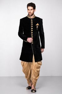 NEW--BEAUTIFUL EMBROIDERY on NAVY BLUE SHERWANI WITH DHOTI on VELVET FABRIC & ALSO SHOE WITH DRESS for PARTY-WEAR/WEDDING @ 2023 - Product Image 2
