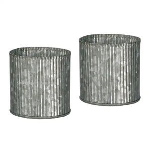 Nouveau jardinière de fleurs en fer galvanisé forme ronde finition grise pour intérieur de maison pot de fleur de jardin décoratif et jardinière - Product Image 1