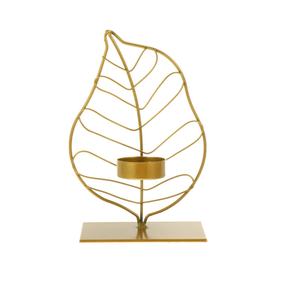 Portavelas moderno elegante en forma de hoja, marco de alambre metálico de color dorado, candelabro decorativo de mesa para decoración del hogar - Product Image 1