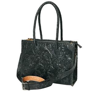 Sac fourre-tout personnalisé en cuir de vachette bohème avec décoration de pompon Style occidental prêt Stock saison d'automne - Product Image 1