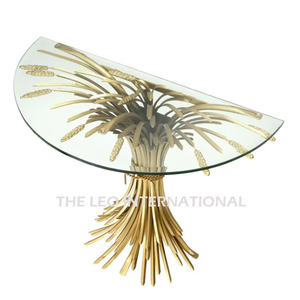 Iron Metal <b>Marble</b> <b>Top</b> Green Color Leaf Shape Design High Quality Furniture Modern Luxury <b>Console</b> <b>Table</b> - Product Image 6