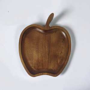 Vajilla artesanal india, plato de madera de mango Natural en forma de manzana, regalos de navidad únicos para comida, bandejas decorativas de frutas secas - Product Image 1