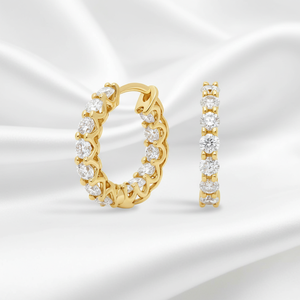 Single Row 925 Sterling <b>Silver</b> Brilliant Cut Moissanite Prong Set <b>Huggie</b> Hoop Stud <b>Earrings</b> Trendy Women's Fine Jewellery Gifts - Product Image 5