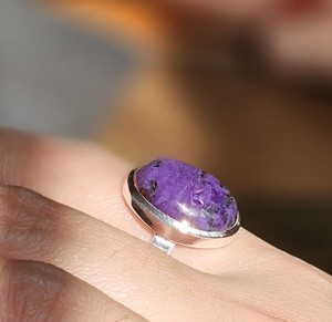 Anillo Plata Tamaño Libre con Charoite para Bodas Fiestas Aniversarios Compromisos - Product Image 2