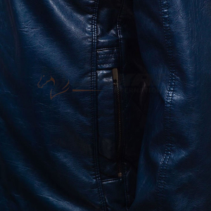 <b>Real</b> <b>leather</b> <b>jacket</b> for men heavy duty rugged design with high collar strong zippers multipocket build ideal for winter wear - Product Image 3