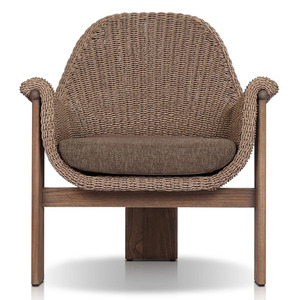 Sillón de Ratán para Exteriores con Estructura de Madera y Asiento Acolchado para Jardín, Patio, Hotel o Terraza - Product Image 4