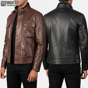 Custom Street Wear 2025 Camuflaje de alta calidad Unisex Manga completa Chaqueta de cuero con logotipo personalizado y color - Product Image 4