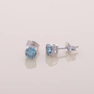 Pendientes de Diamante Azul Cultivado en Laboratorio de 1.06ct, Plata de Ley 925 Sólida, Corte Princesa, Chapado en Rodio, Certificado IGI, Joyería Clásica - Product Image 3