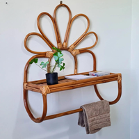 Étagère murale en rotin en forme de paon en bambou naturel fait main, multifonctionnelle, style Art Déco, pour rangement de vêtements, décoration intérieure, salon