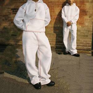 Winter <b>Tracksuit</b> 100% Cotton for Men 420GSM Pullover Hoodie and Joggers Custom Oversized Fit Streetwear Two Piece - Product Image 4