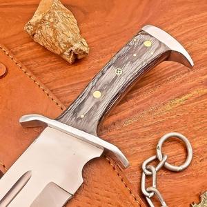 Couteau Bowie de grande taille fait à la main avec garde en acier inoxydable, manche en bois, étui en cuir, couteau de survie et de chasse, OEM ODM pris en charge - Product Image 4