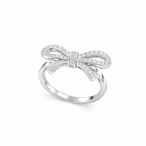 Anillo de Diamantes de Laboratorio con Diseño de Lazo, Chapado en Oro Puro de 14K o Plata de Ley, con Diamantes Engastados en Pavé, Regalo de Cumpleaños para Ella - Product Image 4