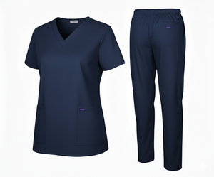 Conjunto de Uniforme Médico Profesional, Elástico en Cuatro Direcciones, Unisex, Blusa con Cuello en V, Pantalones Cargo, para Doctores y Enfermeras, 100% Jersey - Product Image 3