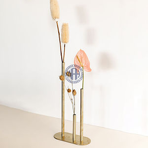 Vase en métal à 3 tiges inspiré de la nature pour l'exportation de décoration de table de mariage rustique - Product Image 3